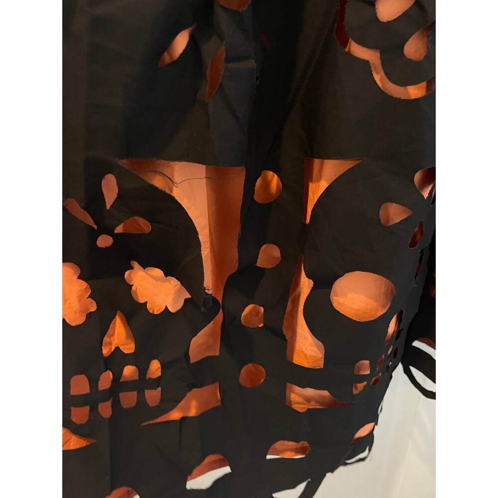 Unique Vintage Black &  Jack O' Lantern Halloween Cutout Swing Dress XS Flaw #50 - Picture 2 of 5